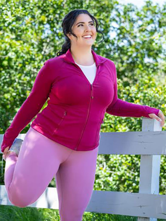 Woman stretching her leg