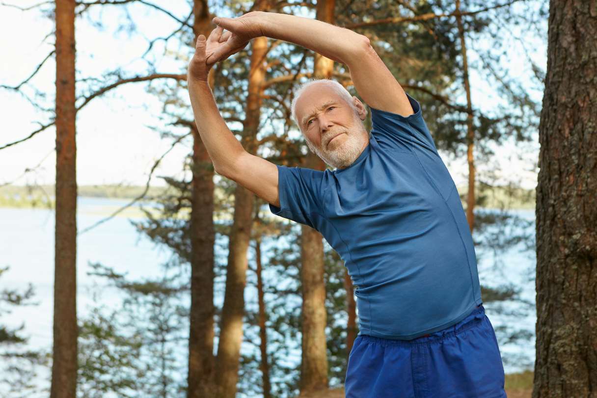 Man stretching his back