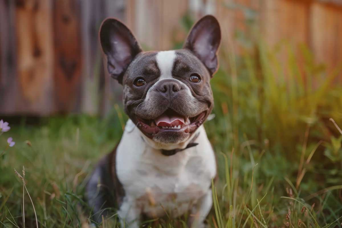 French bulldog sitting on grass