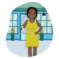 Smiling woman with coffee cup in her hand