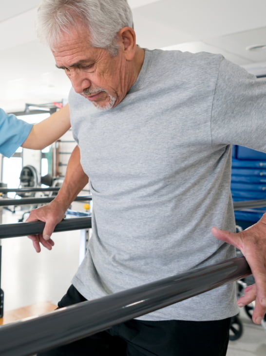 Man undergoing physical therapy