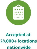 Accepted at 28,000 plus locations nationwide