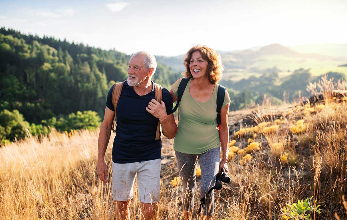 Man and woman hiking